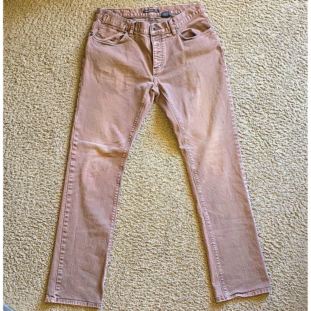 John Varvatos Men’s Straight Fit Brown Denim Stretch Jeans 33R (more like 32R)